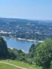 Blick von der Terrasse der Drachenburg in das Rheintal