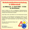 Veranstaltung: Verkehrsteilnehmerschulung in Willerstedt 19:00 Uhr Mi 02. 04. 2025