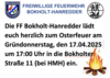 Veranstaltung: Osterfeuer der FF Bokholt-Hanredder Do 17. 04. 2025