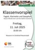 Veranstaltung: Klassenvorspiel Fagott, Klarinette und Saxophon Fr 11. 07. 2025