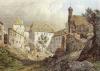 1846 - kolorierten Stahlstich von Johann Gabriel Friedich Poppel  - Ansicht Innenhof Richtung Palas