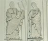 Apostelfiguren, Jesus und Maria (17. Jh), Die lebensgro&szlig;en Holzfiguren an den Au&szlig;enw&amp;amp