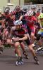 Sieger und Zweitplatzierter im Halbmarathon vorn von links