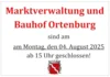Meldung: Marktverwaltung und Bauhof am Montag, den 4. August 2025 ab 15 Uhr geschlossen