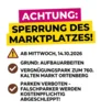Meldung: ACHTUNG: Sperrung des Marktplatzes ab Mittwoch, 14.10.2026!