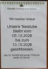 Meldung: Wir machen Urlaub vom 05.10.2026 bis zum 13.10.2026.