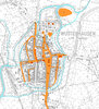 Karte der Grabungen im Stadgebiet